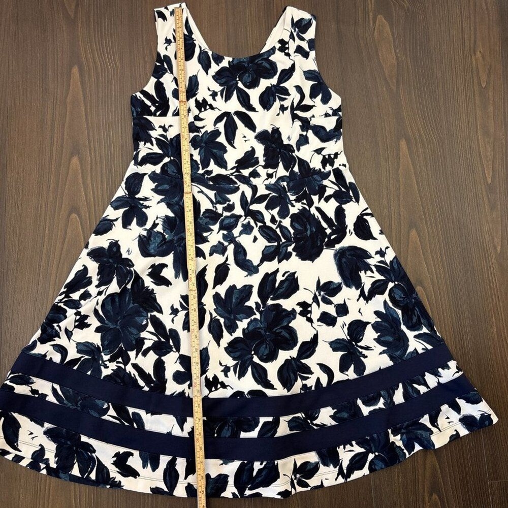 41‎ Hawthorn Dress Women's Size 1X White Navy Blue Floral Fit & Flare Sleeveless - Picture 14 of 15